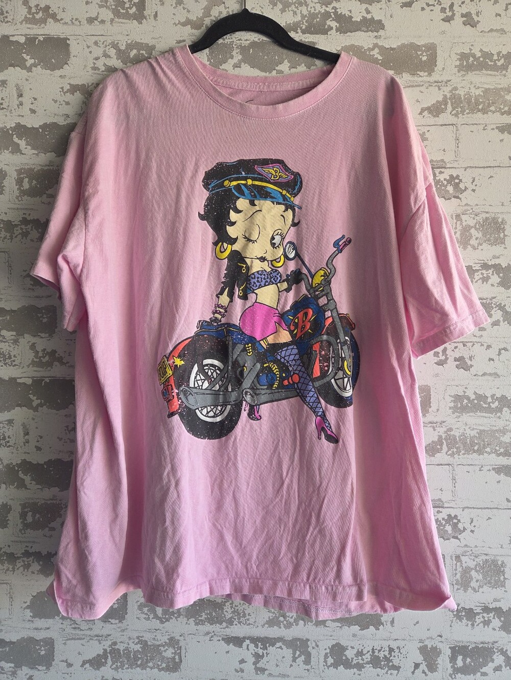 Betty Boop Motorcycle Graphic Tee Pink Unisex 3X